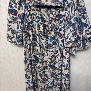 Rose & Olive Women's Floral Blouse - Blue and Cream